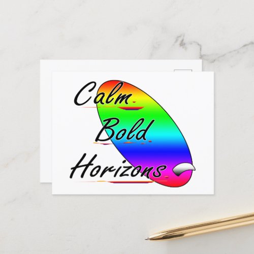 Calm bold horizons surfing holiday postcard