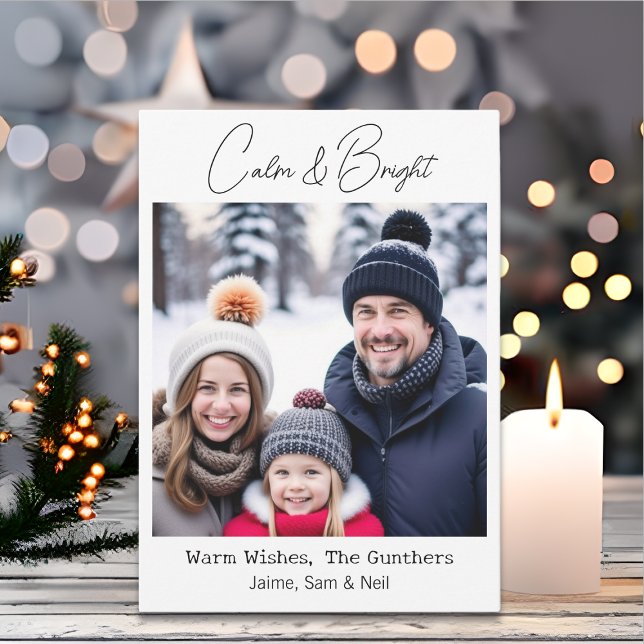 Calm & Bright | Picture Personalized Christmas Holiday Card (Creator Uploaded)