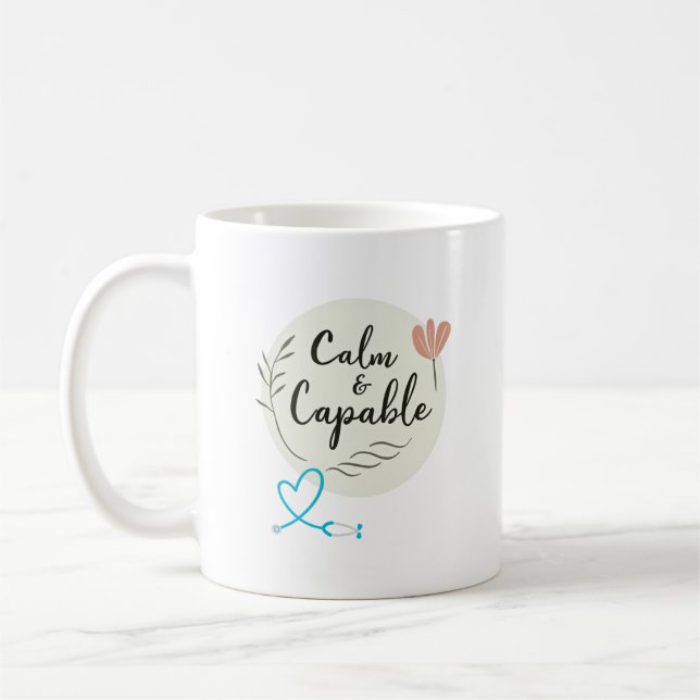Calm & Capable Nurse Personalized Coffee Mug (Left)