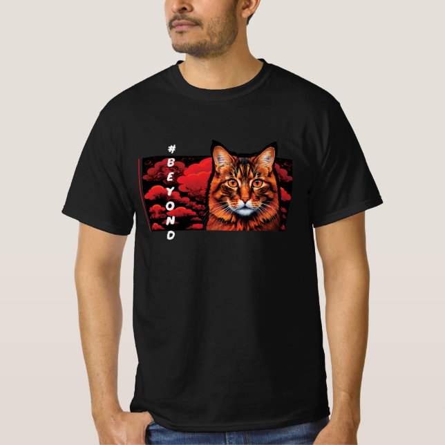 Calm Cat Face, Minimalist Aesthetics T-Shirt (Front)