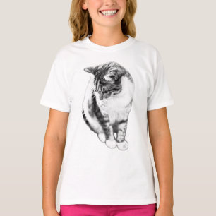 Calm Cat Looking Down Ink Art Tee
