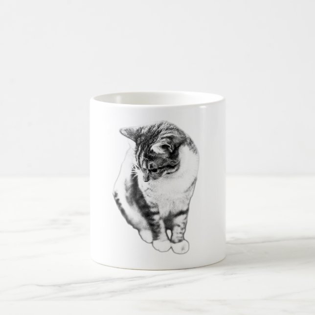 Calm Cat Looking Down Portrait Mug (Center)