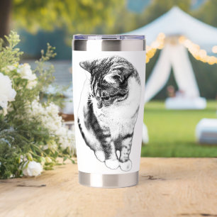 Calm Cat Looking Down Portrait Mug Insulated Tumbler