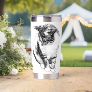 Calm Cat Looking Down Portrait Mug Insulated Tumbler