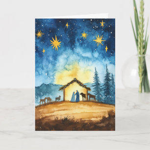 Calm Christmas Eve Watercolor Card
