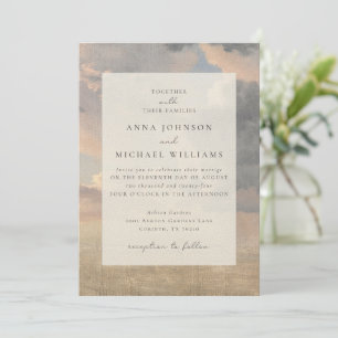 Calm Clouds. Fine Art. Vintage Wedding Invitation