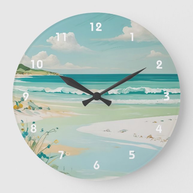 Calm Coastal View Large Clock (Front)