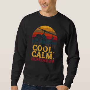 Calm Collective  Retro Helicopter Vintage Pilot Av Sweatshirt