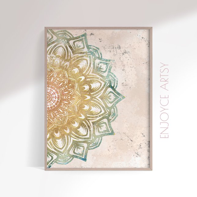 Calm colorful and gold mandala spiritual wall art (Creator Uploaded)