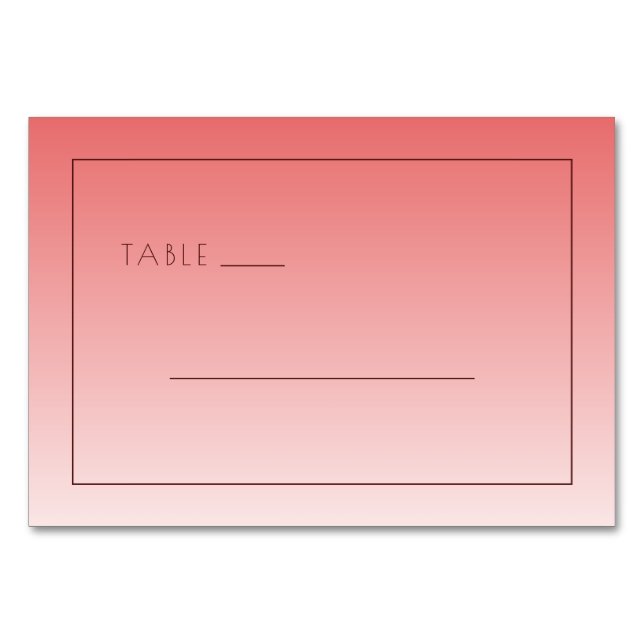 Calm Coral Gradient Table Sign Number (Front)