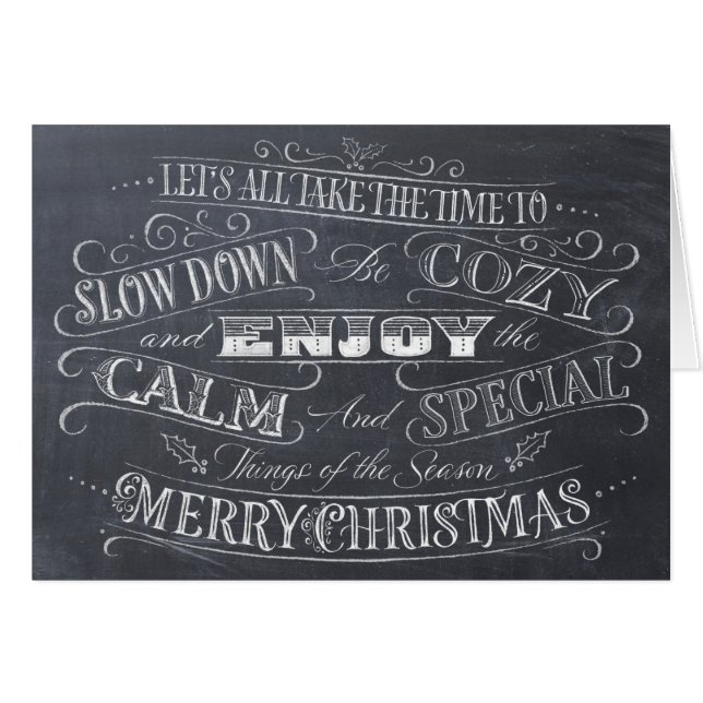 Calm + Cozy Merry Christmas Chalkboard Calligraphy (Front Horizontal)