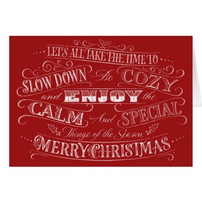 Calm + Cozy Red Merry Christmas Chalk Calligraphy (Front Horizontal)