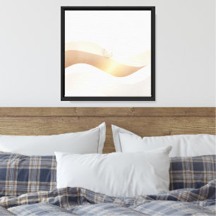 Calm Desert Waves with Fennec Essence Minimal Se Canvas Print