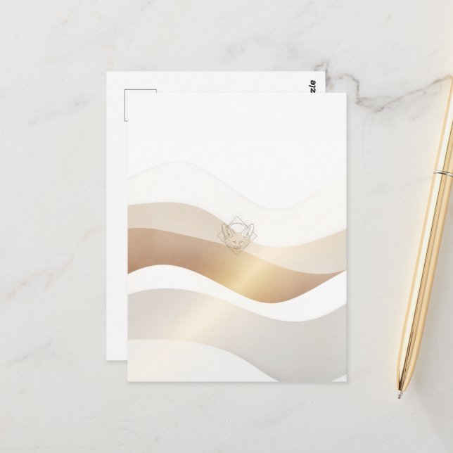Calm Desert Waves with Fennec Essence | Minimal Se Postcard (Front/Back In Situ)