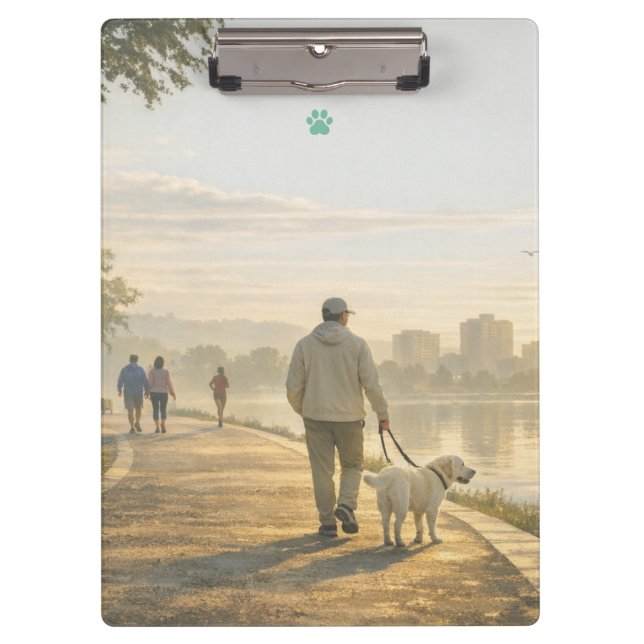 Calm Dog Walk Veterinary Clinic Acrylic Clipboard (Front)
