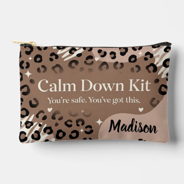 Calm Down Kit Animal Print | Self Care Gift Accessory Pouch (Front)