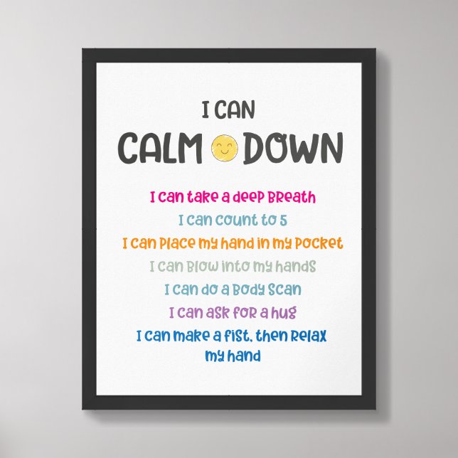 Calm Down Print for Kids Poster (Framed Front)