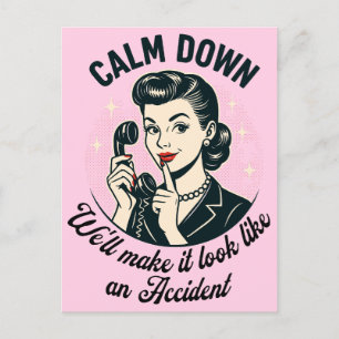 Calm Down Retro Funny Quote Holiday Postcard