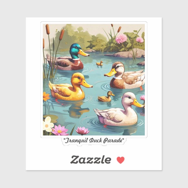 "Calm Ducks in Pond" Sticker (Sheet)