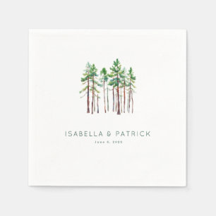 Calm Earthy Watercolor Pine Trees Napkins