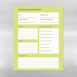 Calm Evening Routine Planner Magnetic Dry Erase Sheet