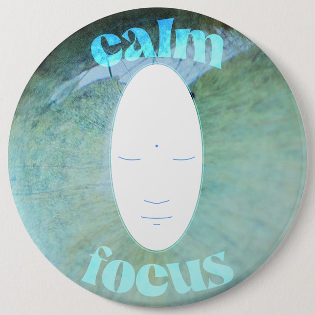 Calm Focus Meditating Head Button (Front)