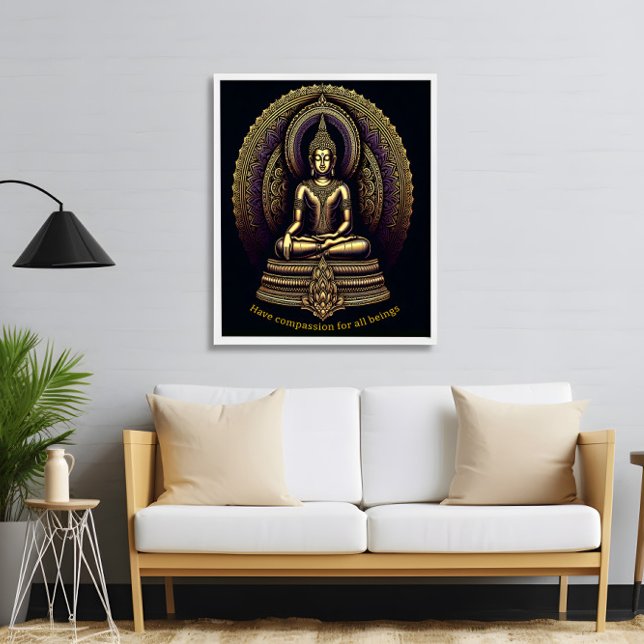 Calm gold Buddha in meditation,  Poster (Creator Uploaded)