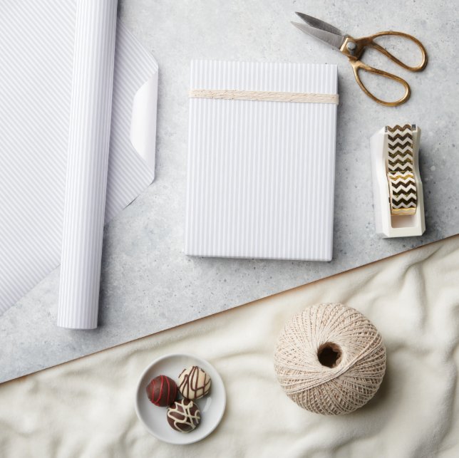 Calm Gray Minimalist Vertical Lines Wrapping Paper (Crafts)