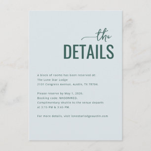 Calm Green Event Details Enclosure Card