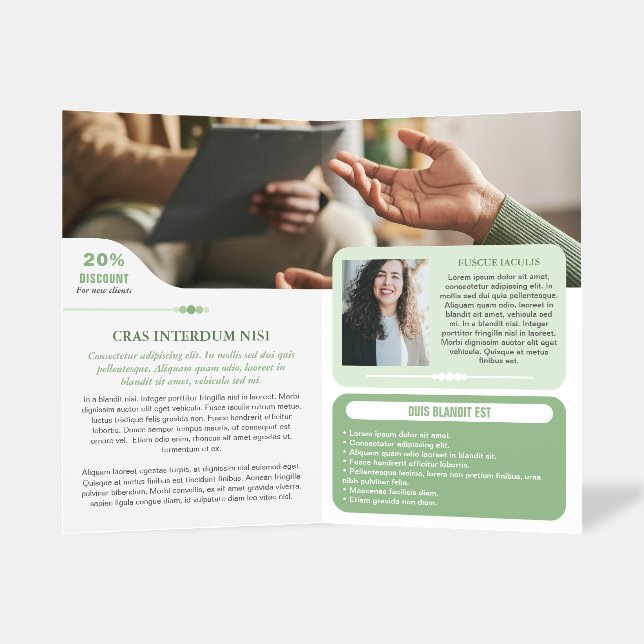 Calm Green Leaves Wellness Promo Small Business Brochure (Inside Standing)