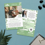 Calm Green Leaves Wellness Promo Small Business Flyer<br><div class="desc">Green and white marketing flyers for your small business personalized with your logo, photos, QR code, and custom text with greenery sprigs with simple leaves in soft shades of green. Personalized promo flyers for your small business, perhaps therapy, counseling, wellness, and more. Add photos, address, social media, phone number and...</div>
