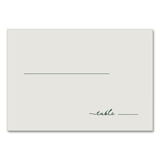 Calm Green Minimalist Line Table Number (Front)