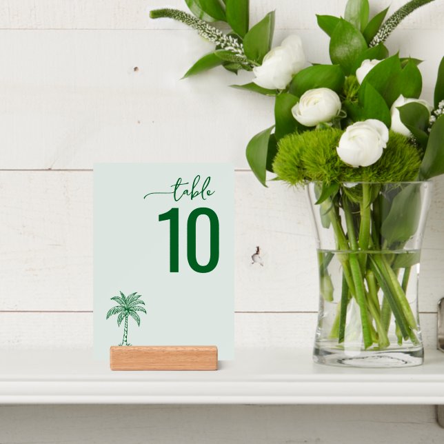 Calm Green Minimalist Table Number Sign Holder (Insitu 4)