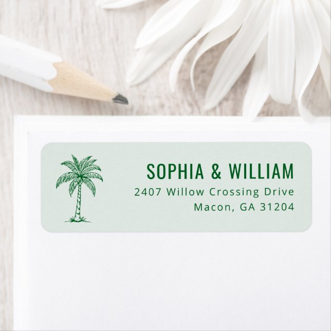 Calm Green Palm Tree Label (Insitu)
