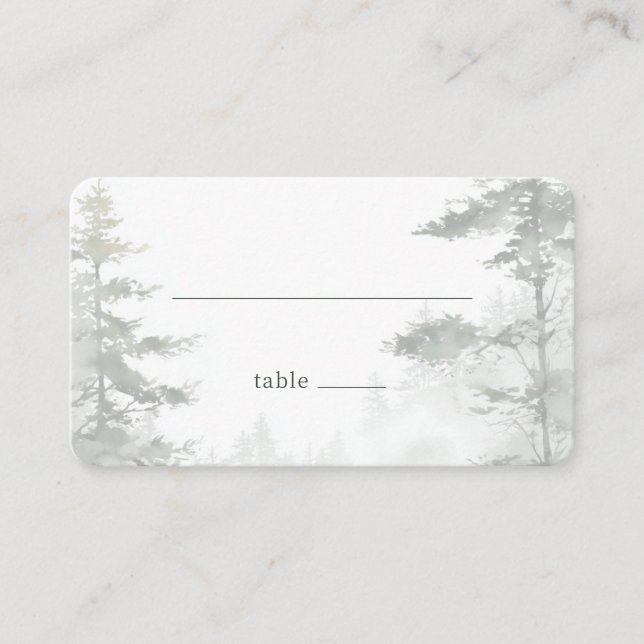 Calm Green Pine Trees Place Card (Front)