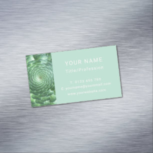 Calm Green Succulent Plant Business Card Magnet