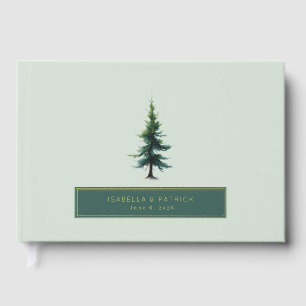 Calm Green Watercolor Tree Foil Guest Book