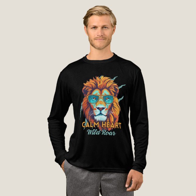 Calm Heart, Wild Roar – Lion Energy Motivational T Tri-Blend Shirt (Full Front)