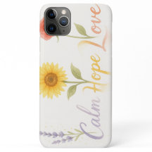 Calm Hope Love Floral iPhone Case with Sunflower &