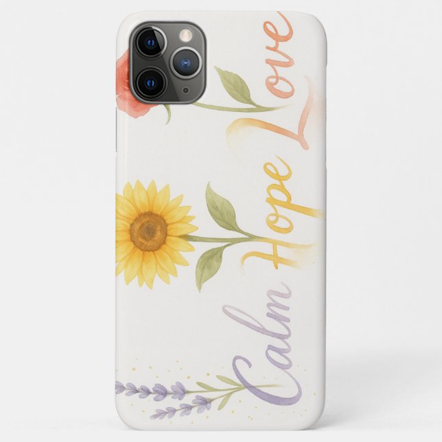Calm Hope Love Floral iPhone Case with Sunflower & (Back)