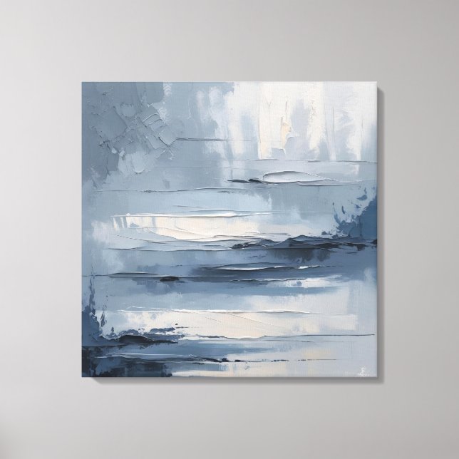 Calm Horizons – Abstract Blue & Gray Textured Land Canvas Print (Front)