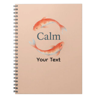 Calm Koi Fish Watercolor Zen Circle Notebook