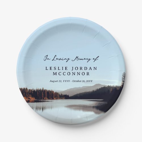 Calm Lake In Loving Memory of Memorial  Paper Plates