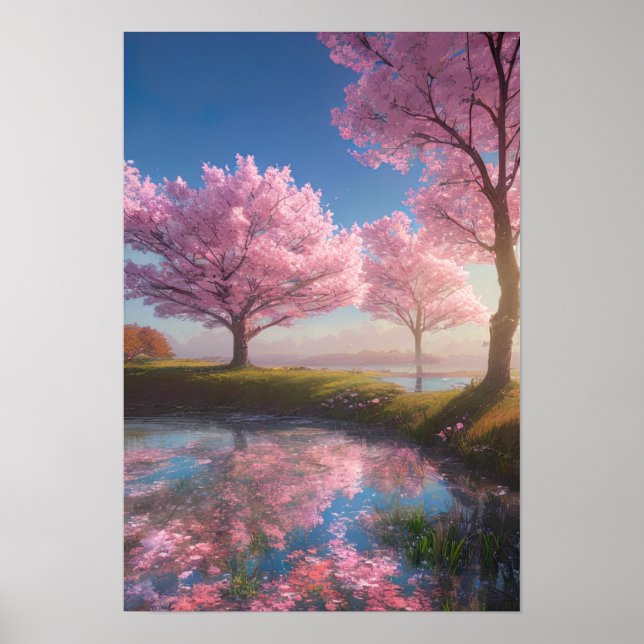 Calm Lake Sakura Serenade Poster (Front)
