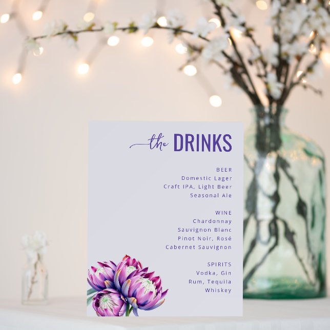 Calm Lavender Digital Illustration Wedding Menu Foam Board (In Situ (Wedding))