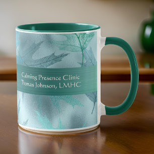 Calm Leafy Teal Shimmer PsychotherapIst Counselor Mug