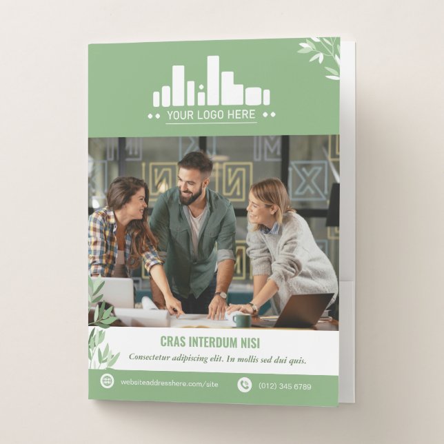 Calm Leaves Wellness Promo Logo Small Business Pocket Folder (Front)