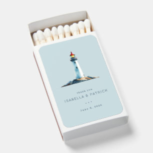 Calm Light Blue Minimalist Lighthouse Matchboxes