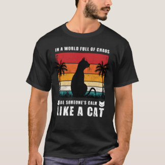 Calm Like a Cat, Paws and Reflect: Sunset Cat T-Shirt