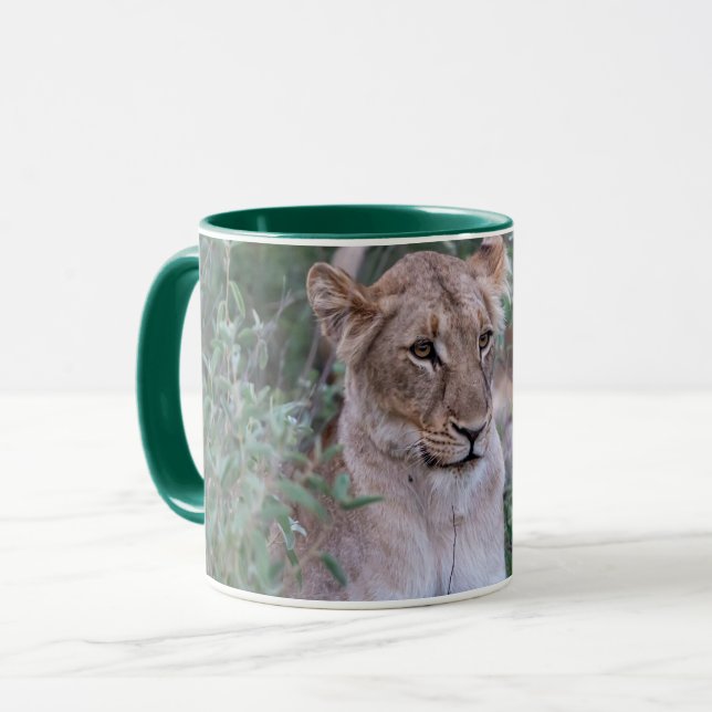 Calm Lioness – Wildlife Artwork Mug (Front Left)